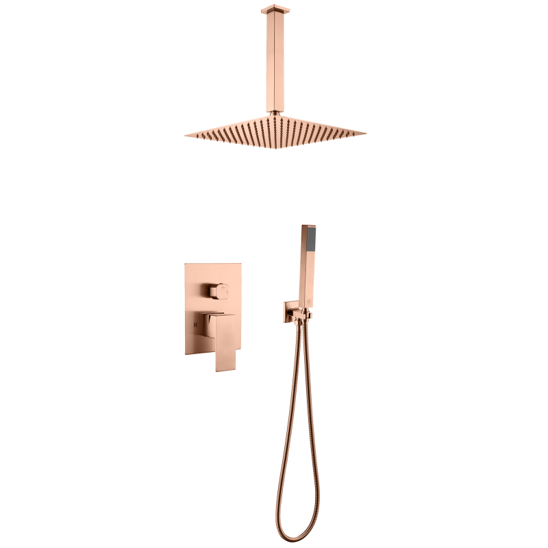 Modern 304 Stainless Steel Copper Rose Gold Square Hot Cold Mixer in
