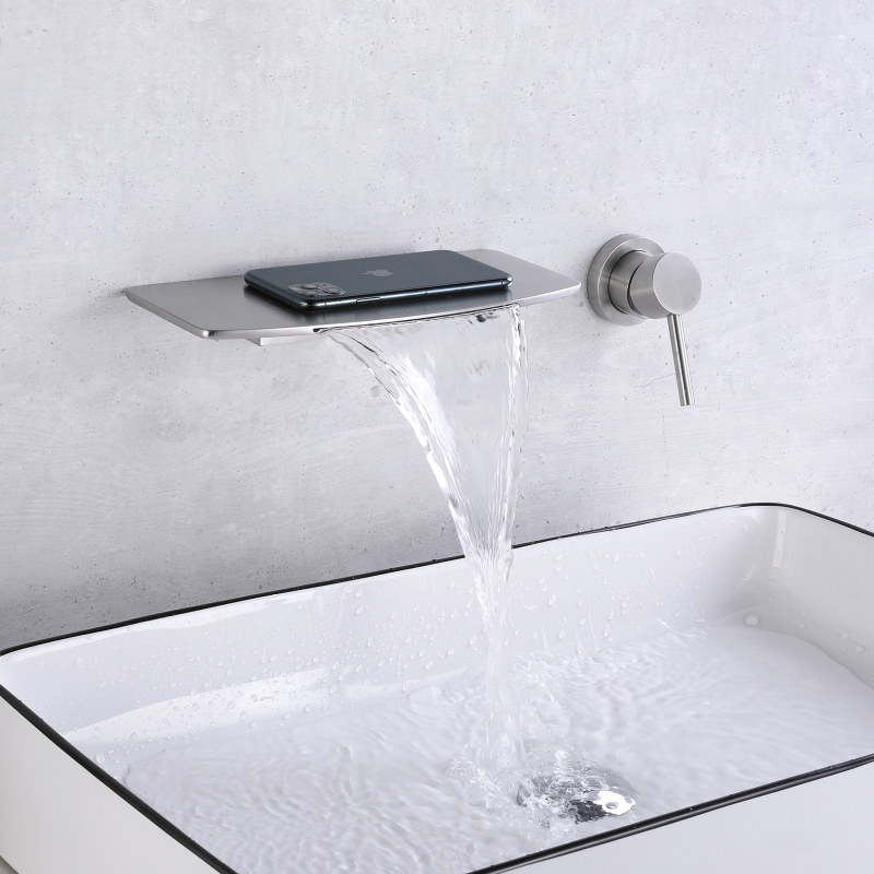 304 Stainless Steel Gun Grey Ycfaucet Wall Mount Waterfall Single